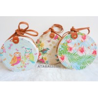 3 color rattan bags with decoration circle fashion